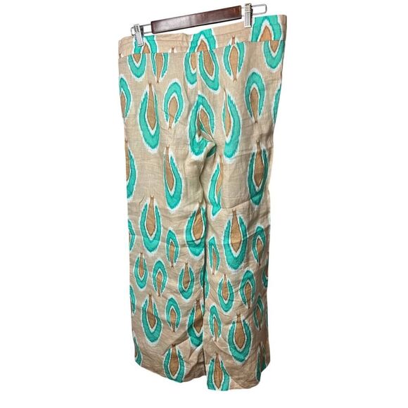 Nimo with Love Ikat Tan Turquoise Linen Pants Sz. S - Picture 4 of 4